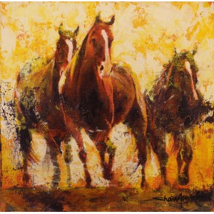 Shan Amrohvi, 12 x 12 inch, Acrylic On Canvas, Horse Painting, AC-SA-144